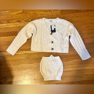 Fashion Nova Off White Sierra Cable Knit Cardigan and Tube Top Set size Small